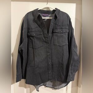 Gloria Vanderbilt Women's denim black /grey  Button Down Shirt